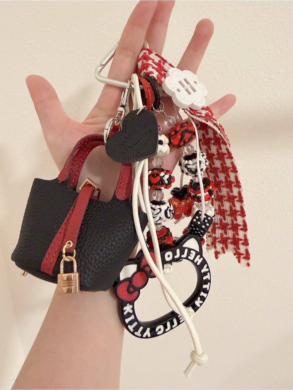 Black Red Mini Bag Charm Set | Cute Handmade Keychain Bundle